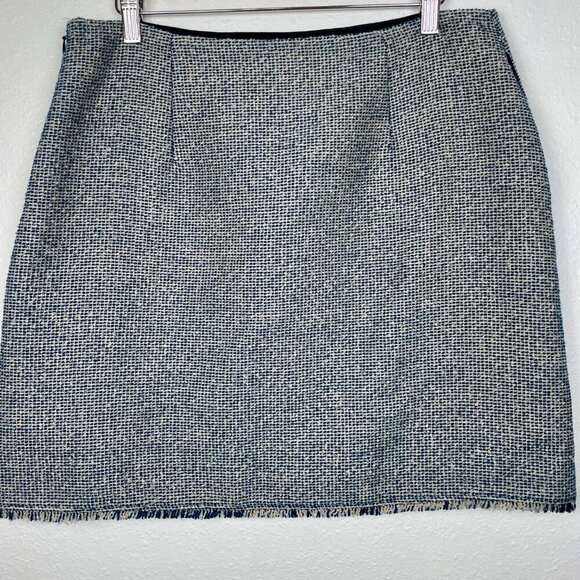 Banana Republic Navy Blue and Silver Tweed Academic Preppy Skirt Size: 10 - Picture 3 of 9